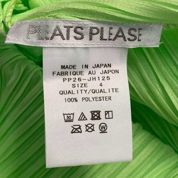 ISSEY MIYAKE PLEATS PLEASE Size L Neon Green Polyester Pleated Shift Dress - Picture 5 of 6